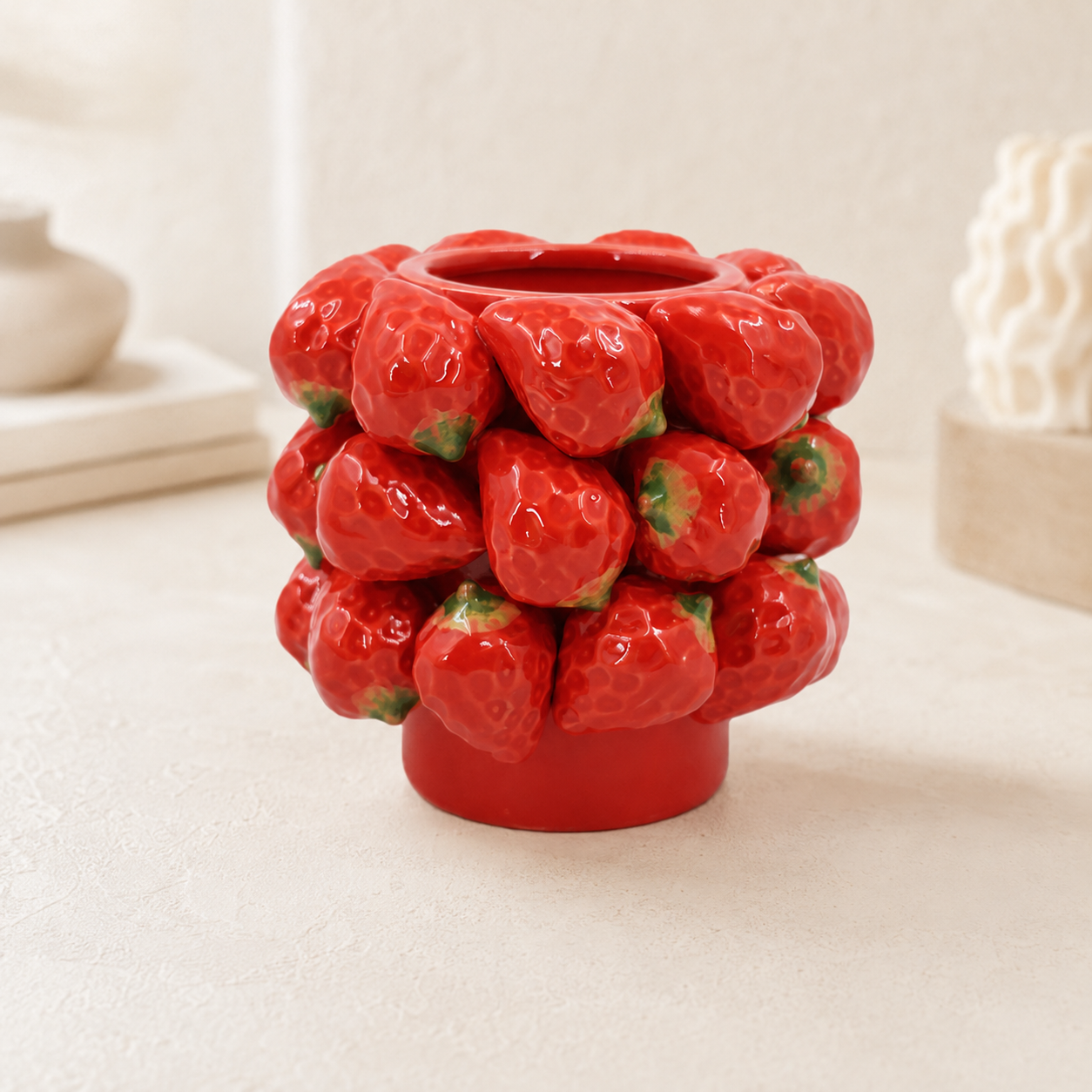 Strawberry Ceramic Vase 5.9x6.5 inches