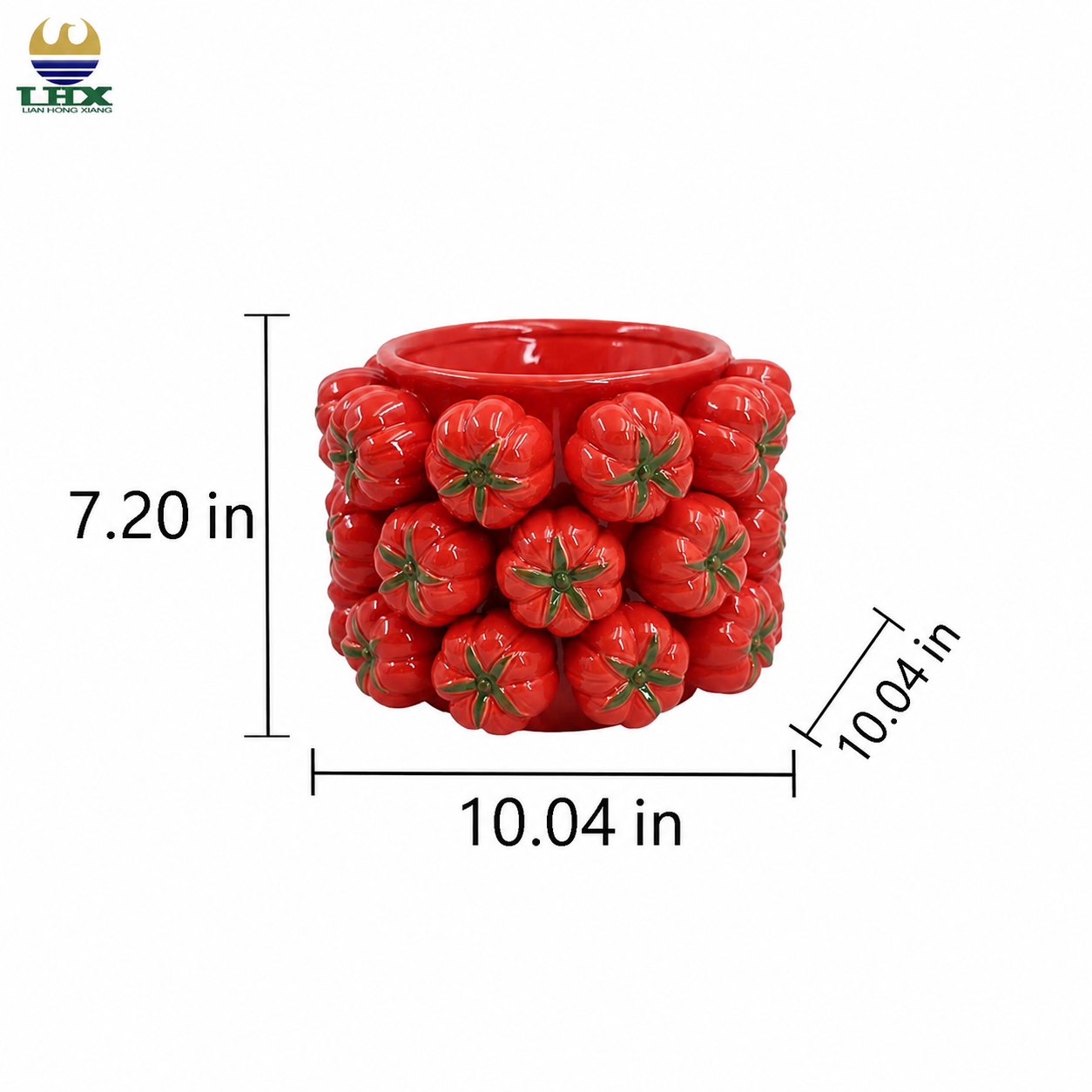 HUGE Tomato Ceramic Vase 7.2x10 inches