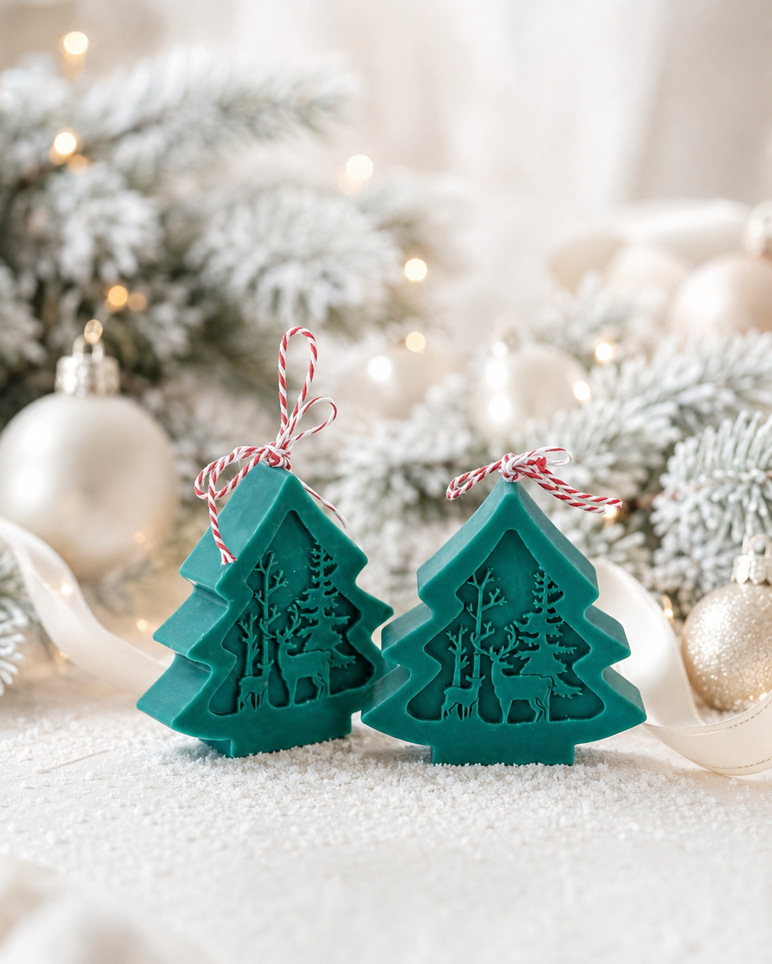 Festive Christmas Tree Candle handmade soy candle - Agaboo Candles