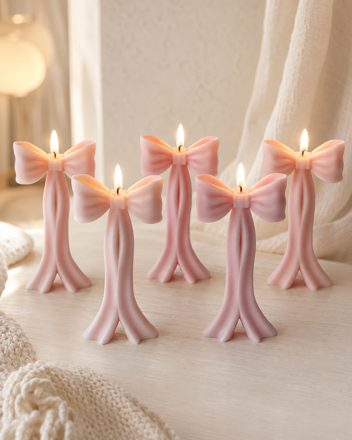 Bow Pillar Candle 5.63x2.76 inches