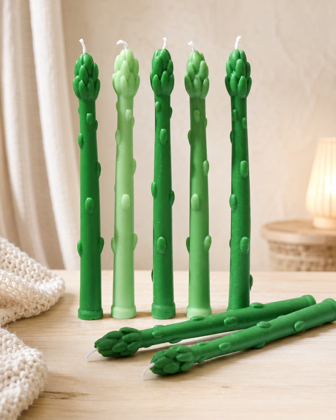 Asparagus Taper Candle 7.5x1 inches