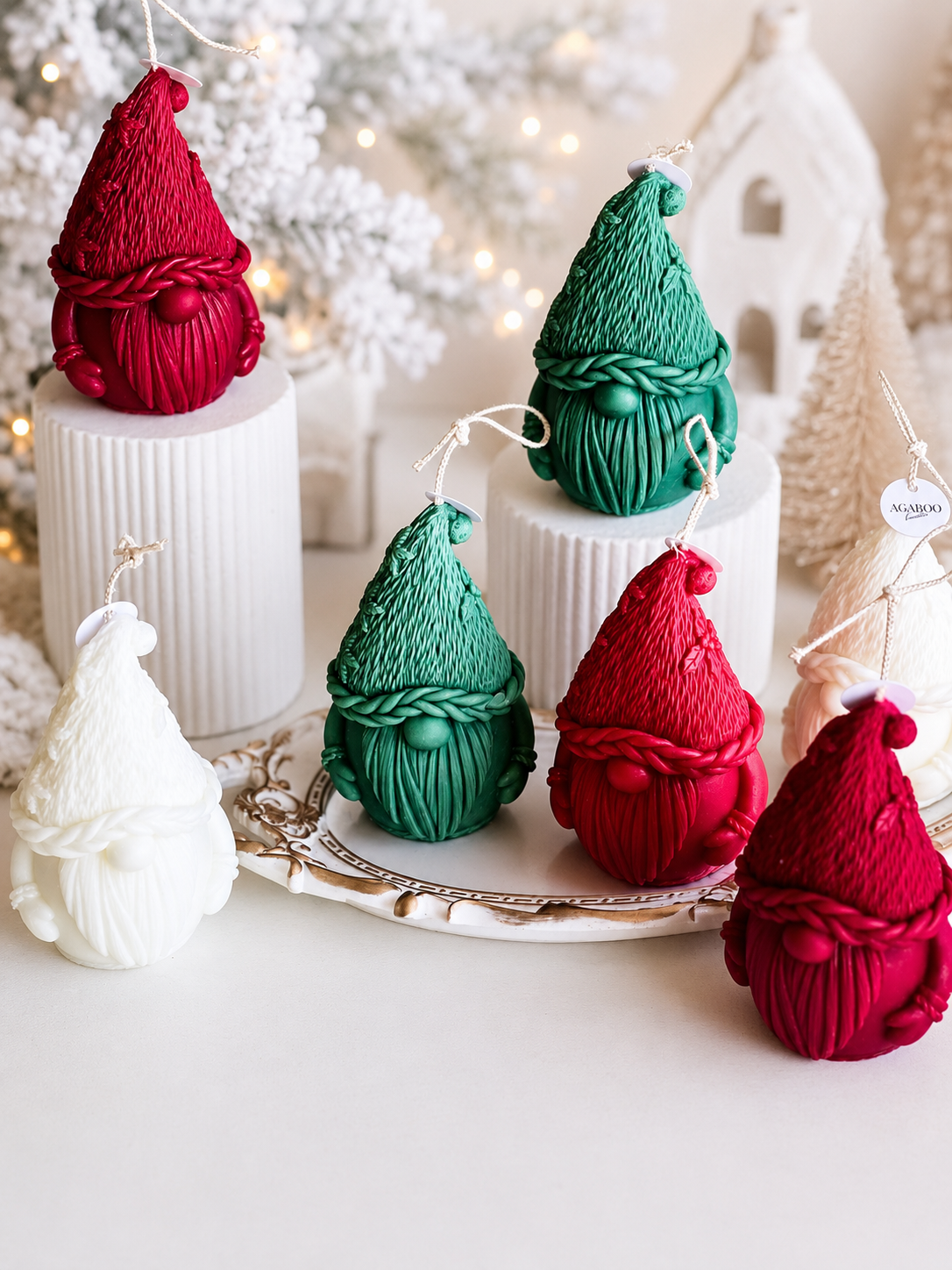 Knitted Gnome Candle 5x3.5 inches