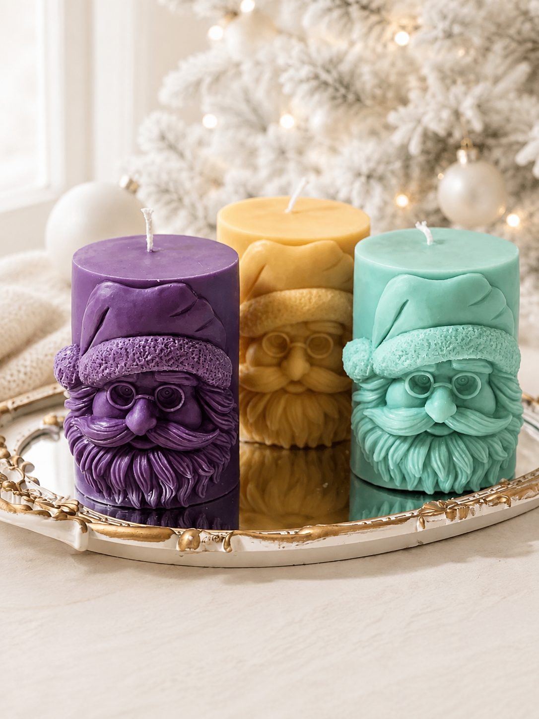 Pillar Santa Candle handmade soy candle - Agaboo Candles