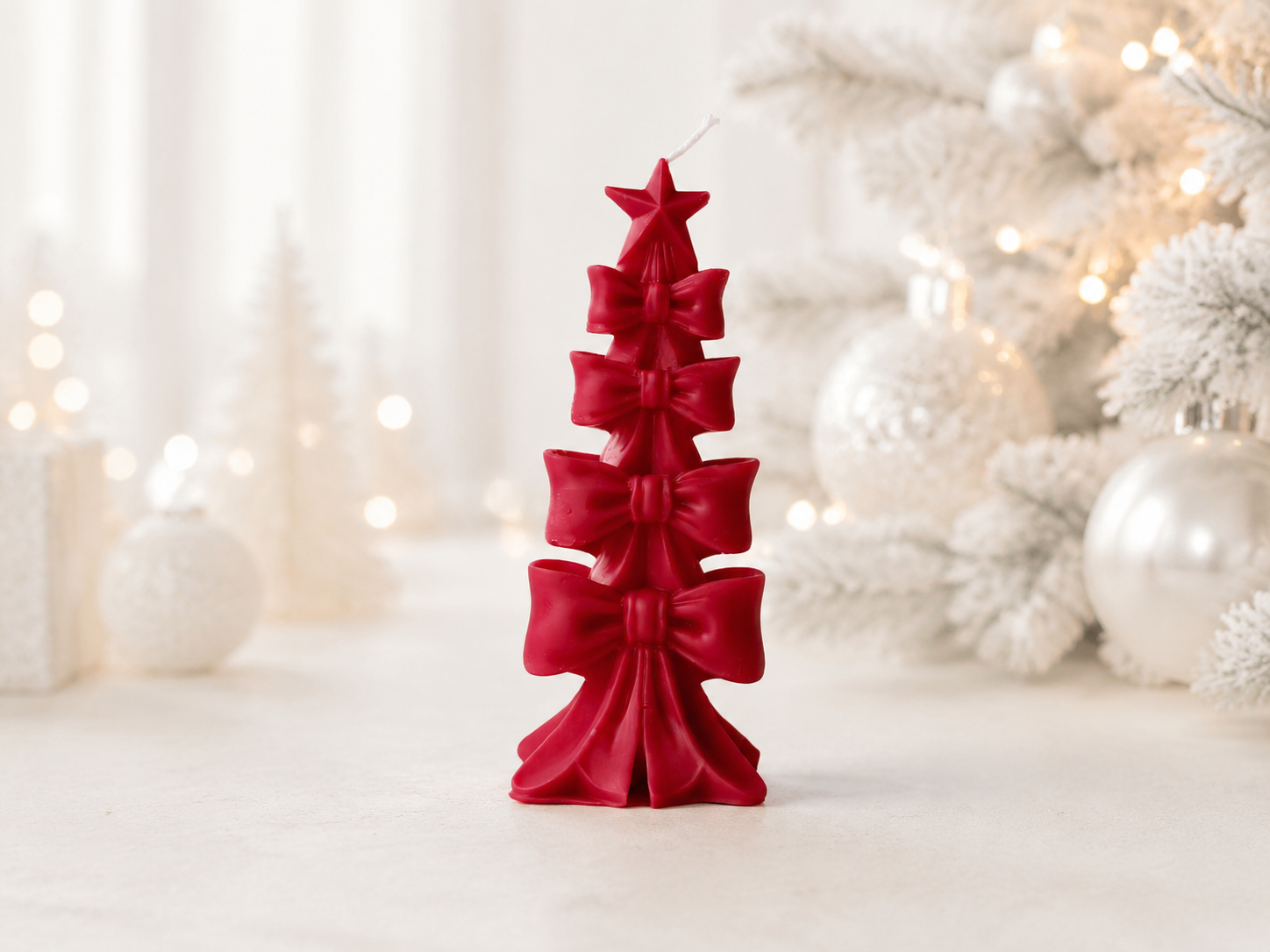 Bow Christmas Tree Candle handmade soy candle - Agaboo Candles