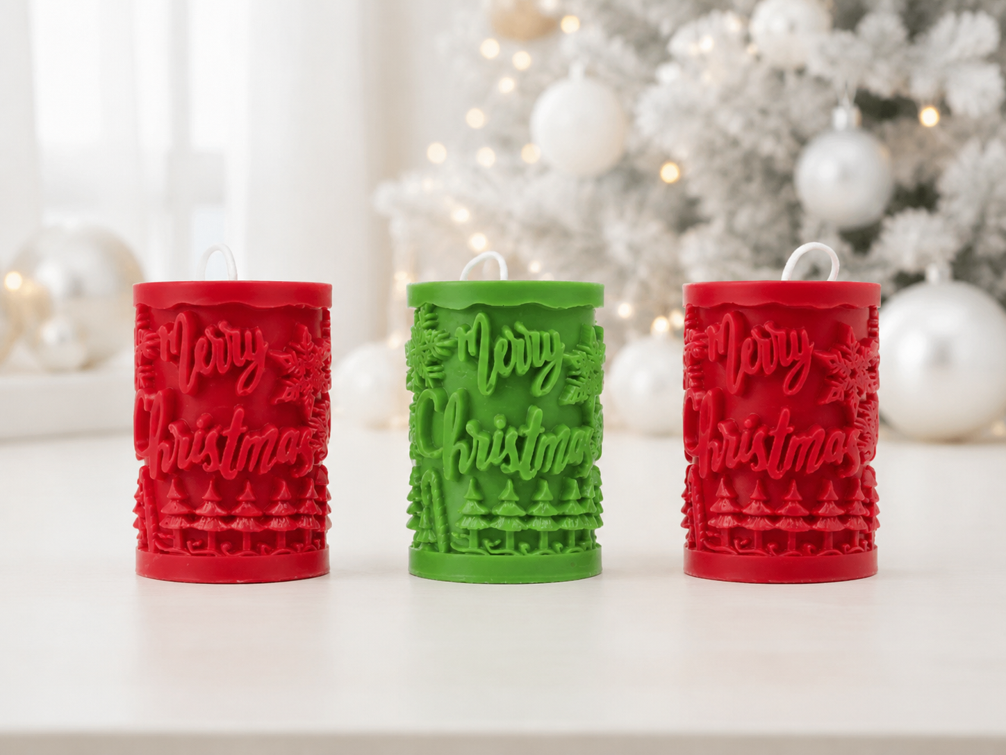 Christmas Pillar Candle handmade soy candle - Agaboo Candles