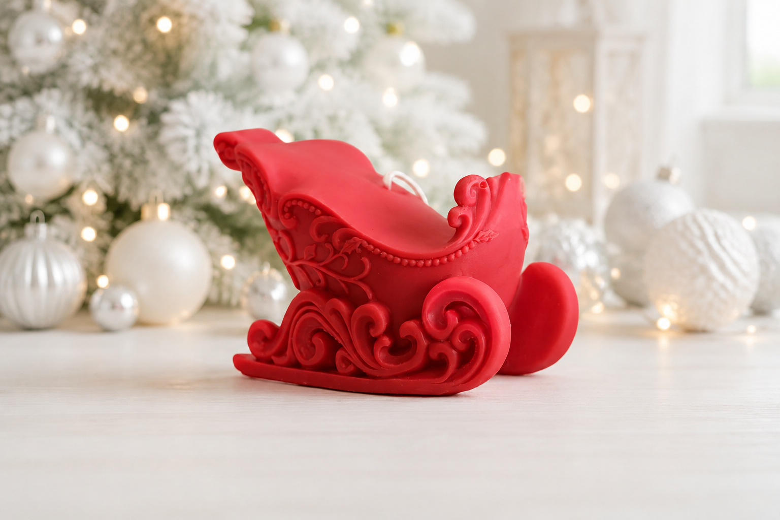Large Christmas Sleigh Candle handmade soy candle - Agaboo Candles