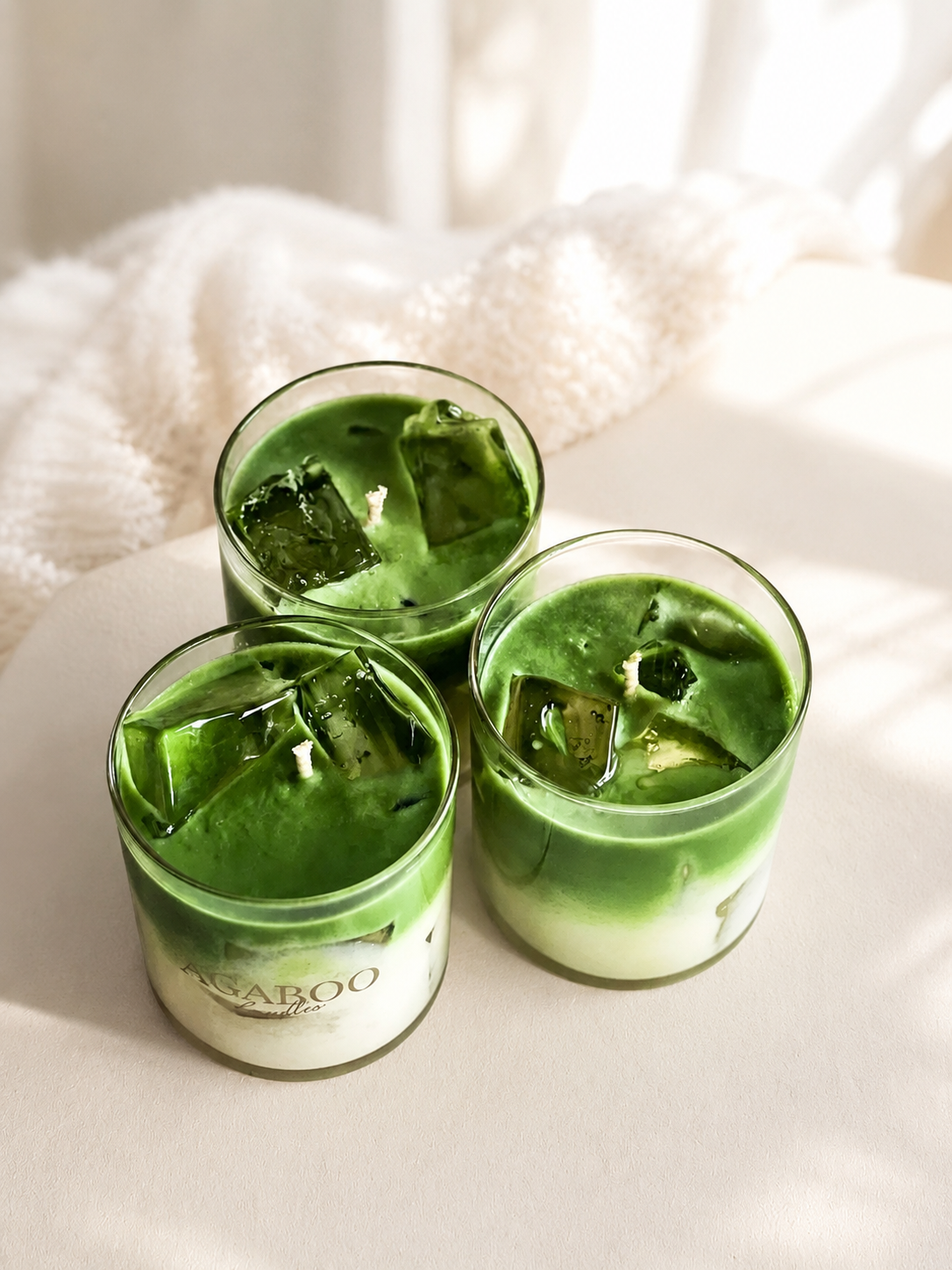 Iced Candle with Matcha & Bergamot Scent 3.4x3.2 inches