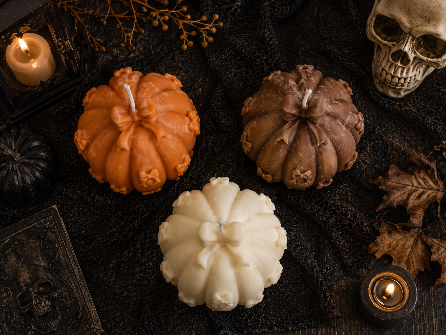 Bow Pumpkin Soy Candle 3.25x3 inches