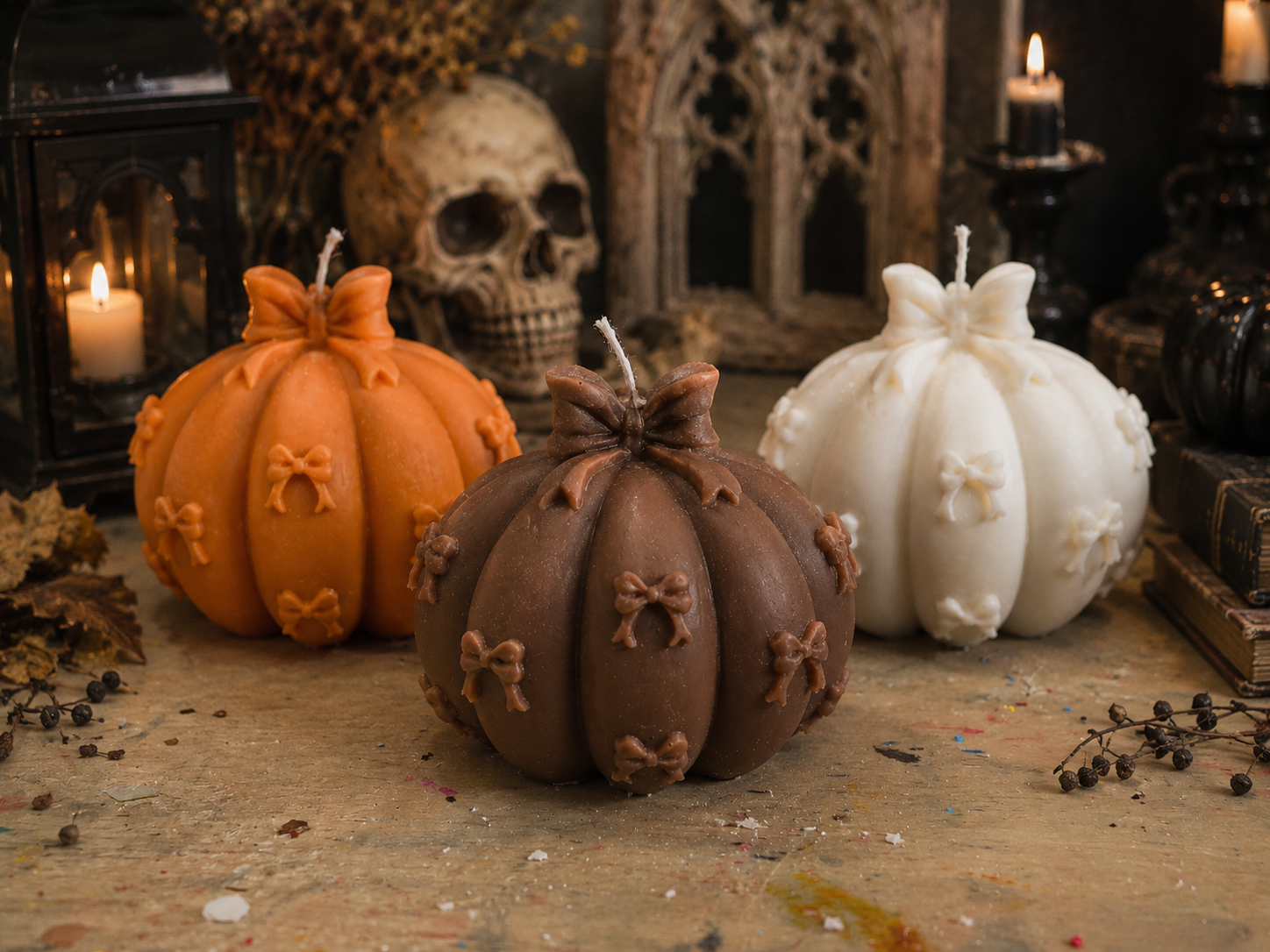 Bow Pumpkin Soy Candle 3.25x3 inches