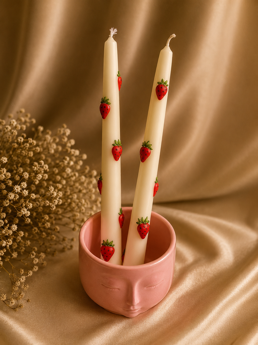 Strawberry Taper Candle