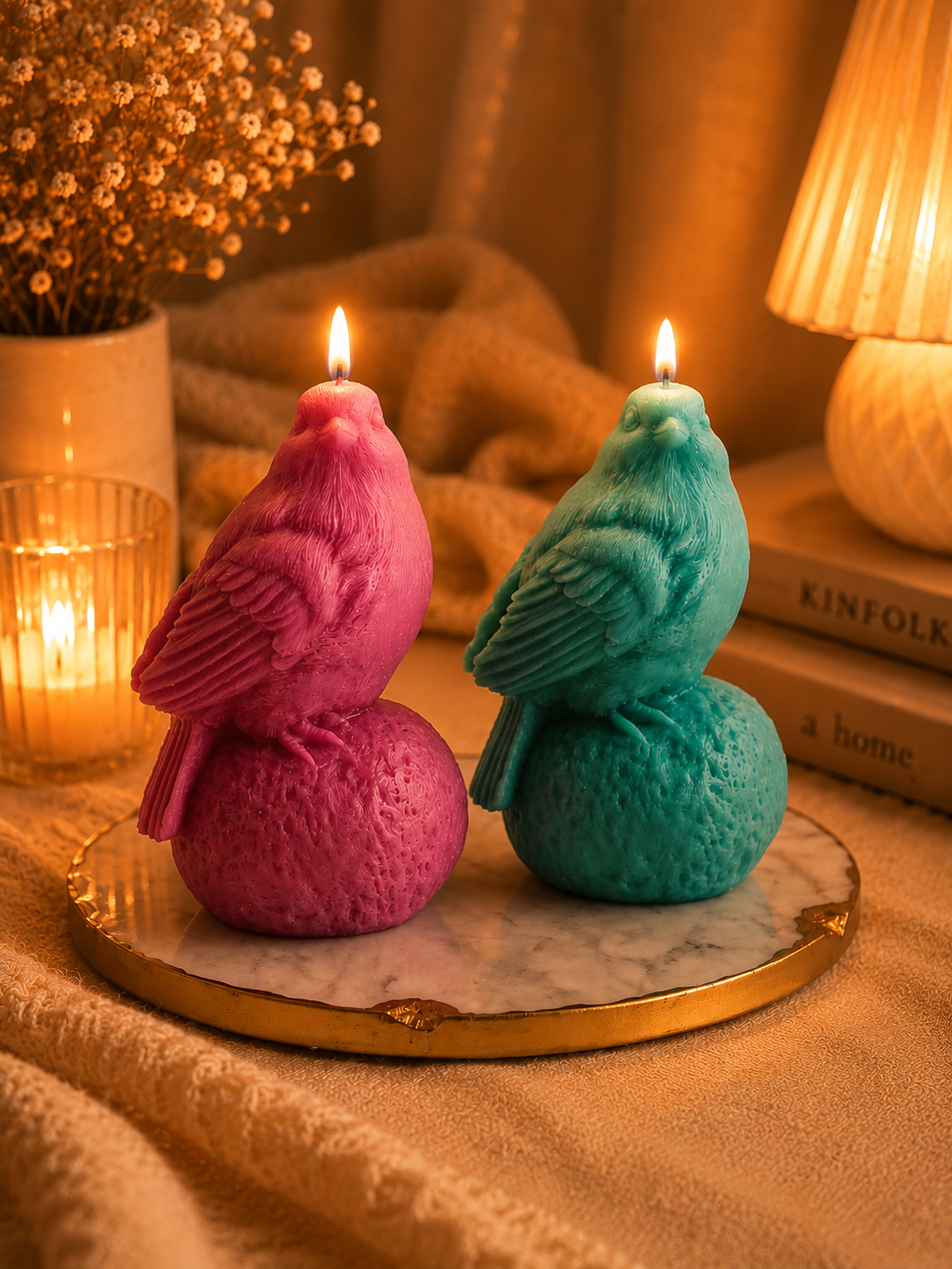 Sitting on Stone Bird Candle