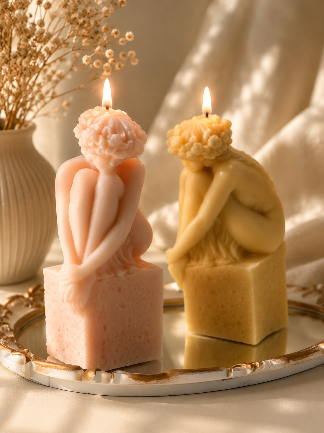 Large Sitting Lady Candle 7.5x4 inches
