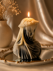 Huge Marble Virgin Veiled Lady Candle 6.5x4 inches