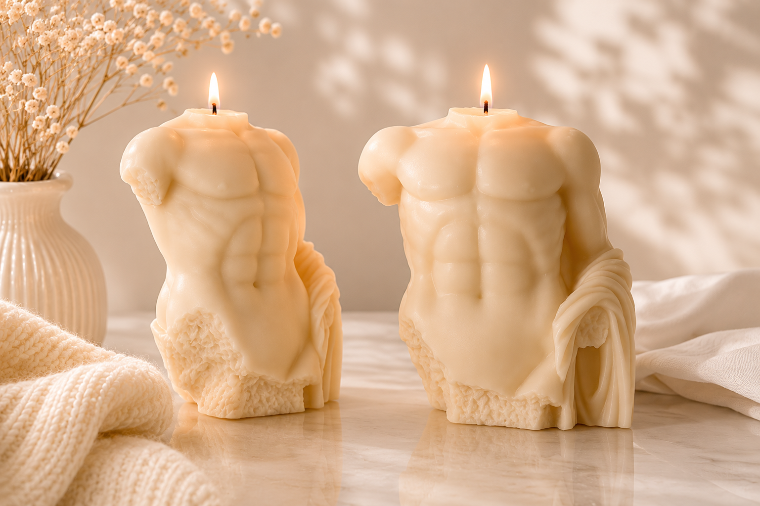Huge Male Body Candle 7.5x8 inches