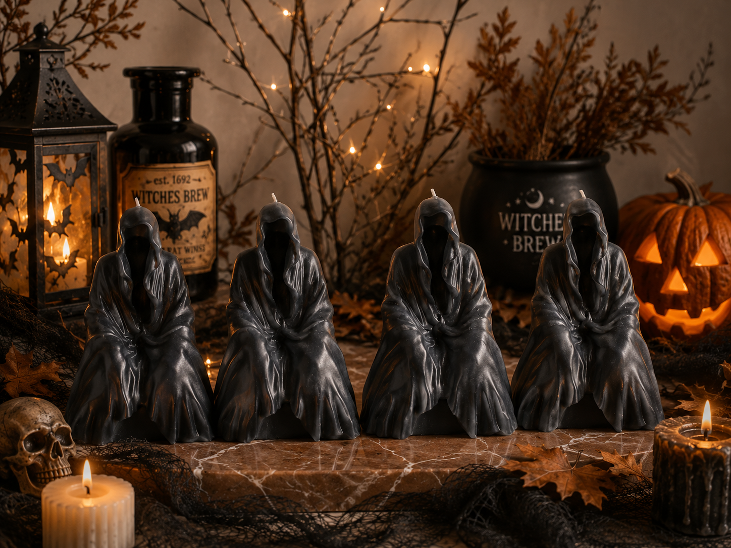 Faceless Death Candle 4.5x2.5 inches