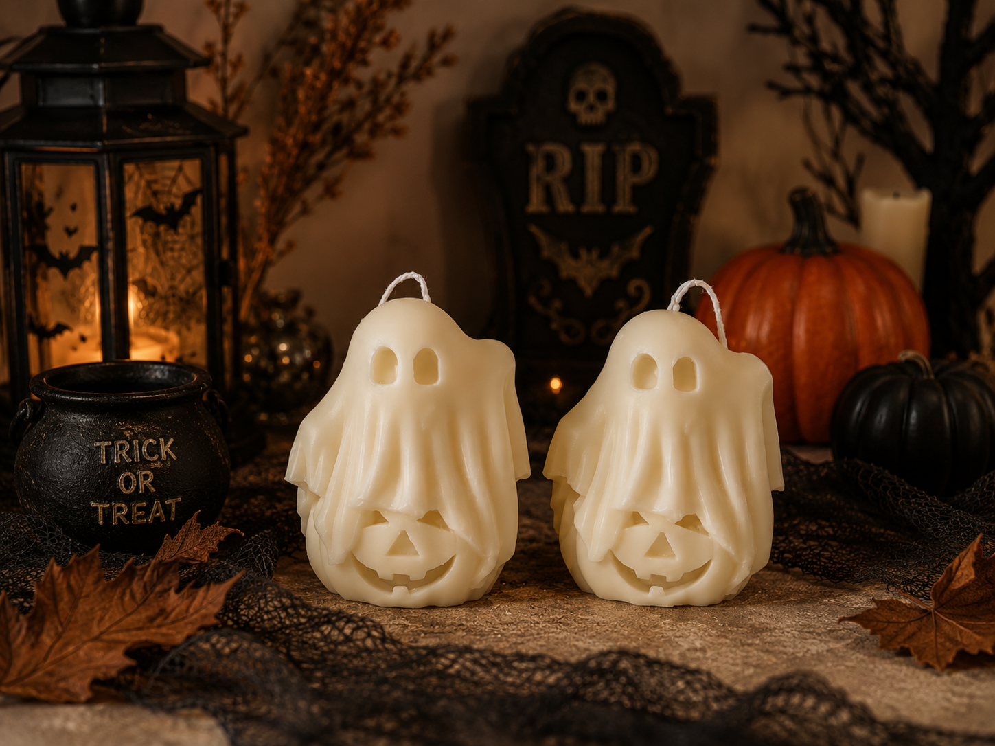 Pumpkin Ghost Candle