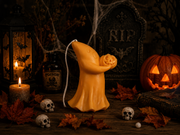 Spooky Ghost with Pumpkin Candle