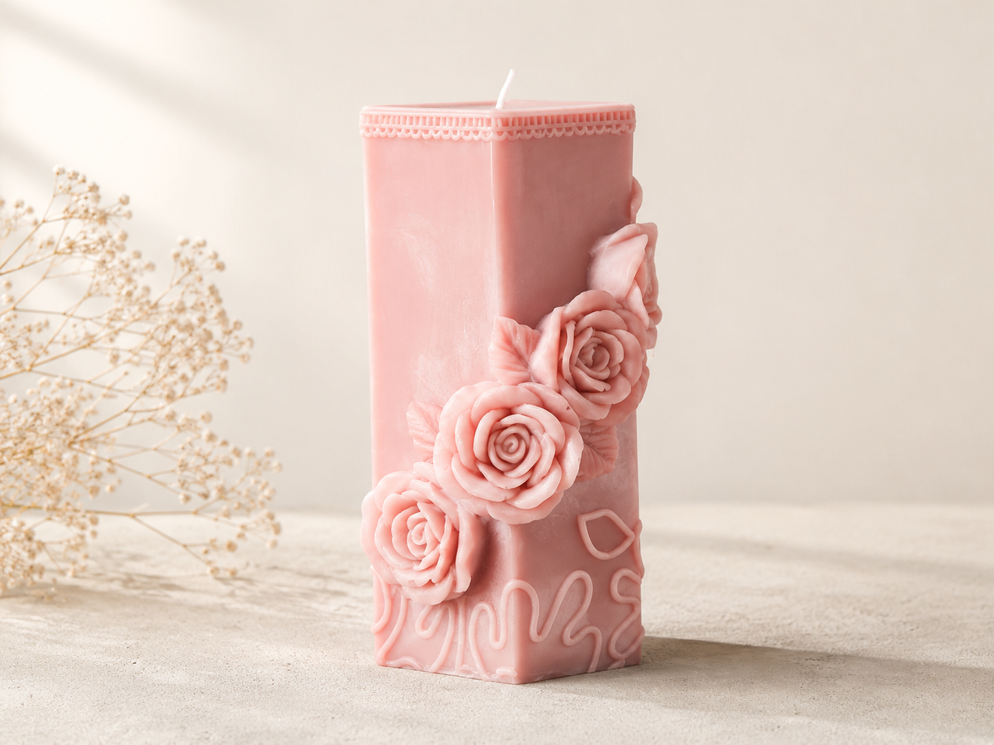 Rose Pillar Candle