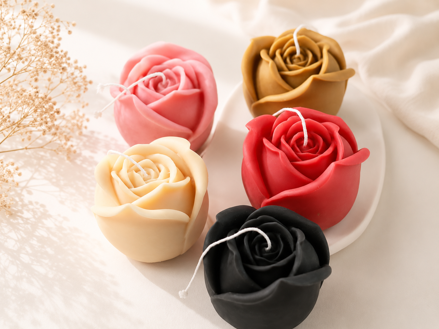 Medium Rose Shaped Candle