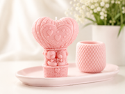 Teddy Bear in Heart Balloon Candle