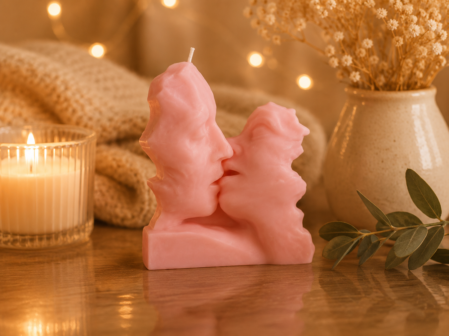 Big Kissing Couple Candle 6x5 inches