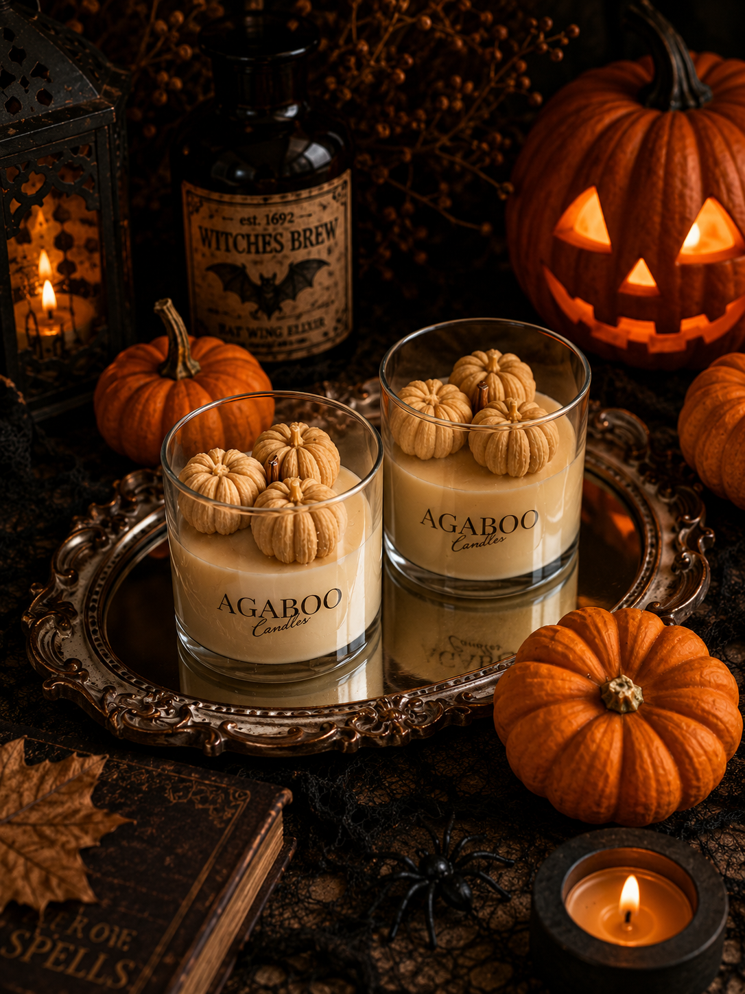 Halloween Container Candle with Pumpkins 3.5x3 inches