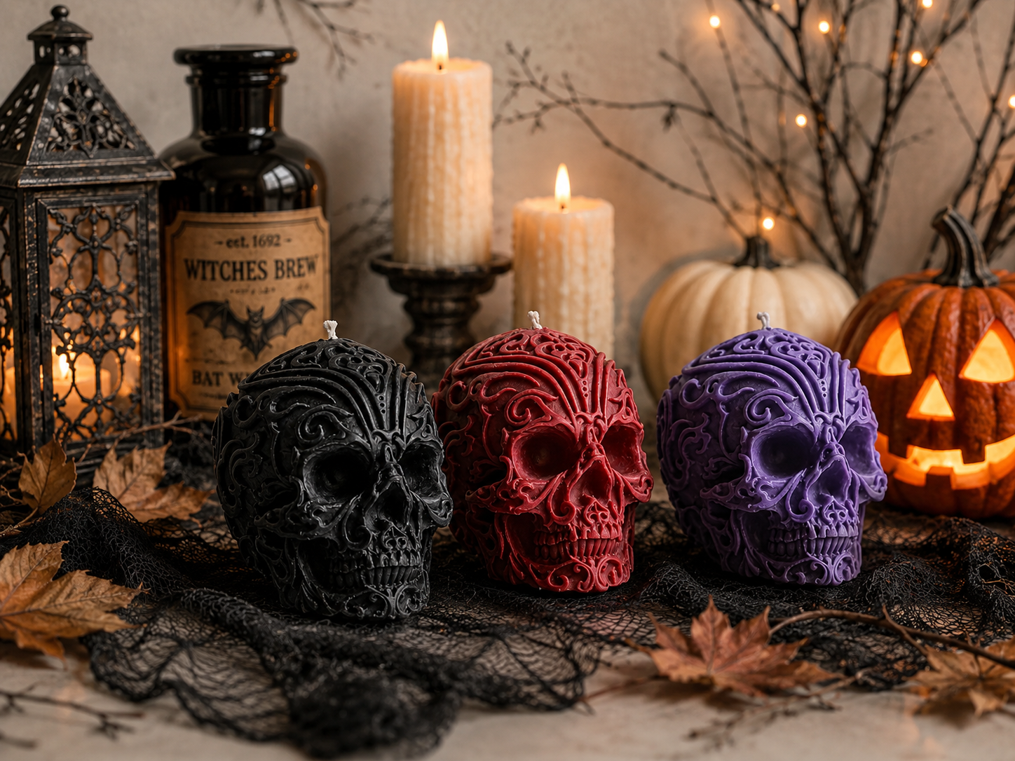 Huge Pattern Skull Candle 5x5 inches