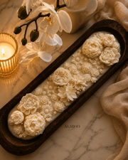 Huge Floral Wooden Dough Bowl Candle 2x19.5 inches 28 fl.oz