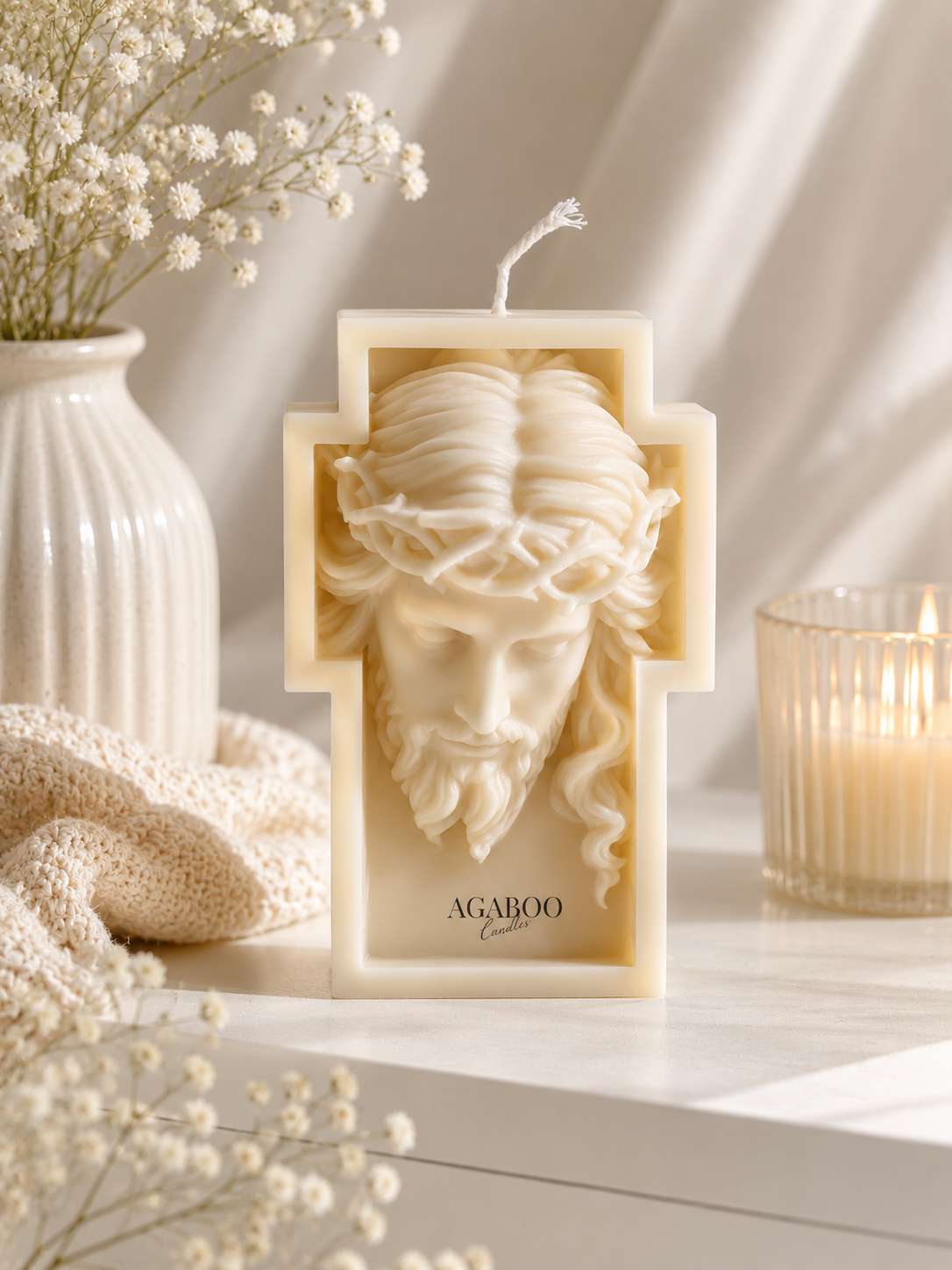 Large Jesus Candle 5.5x3.5 inches