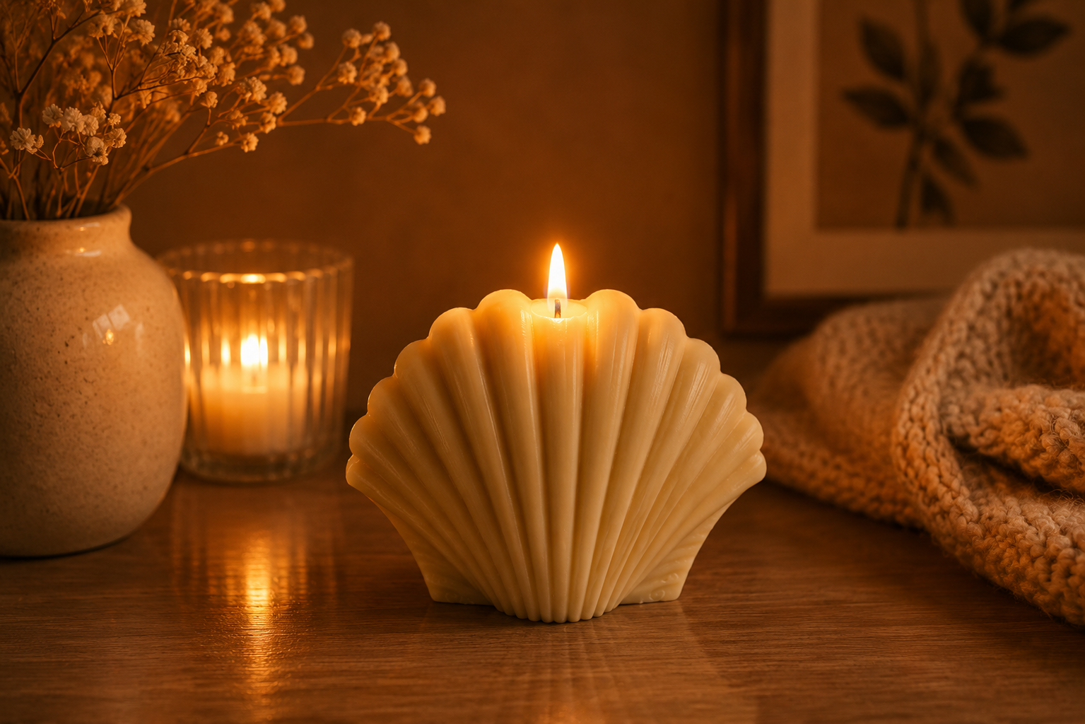 Large Shell Candle 5x5.5 inches