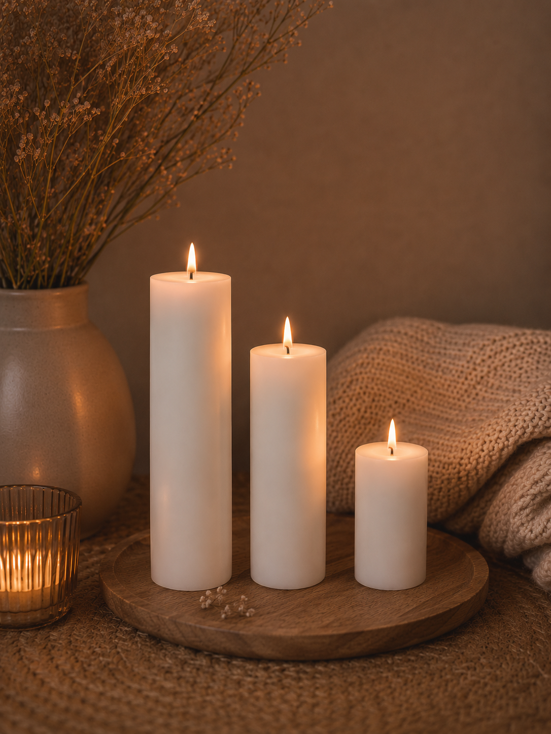 Set of 3 Wedding Pillar Candles