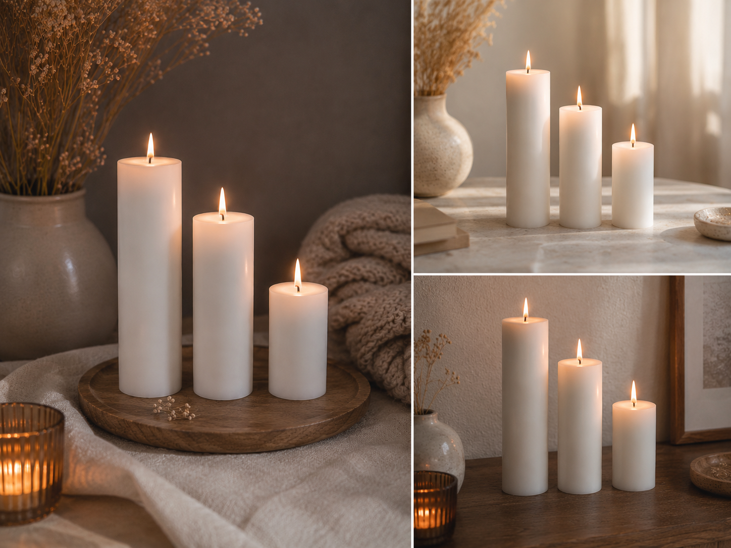 Set of 3 Wedding Pillar Candles