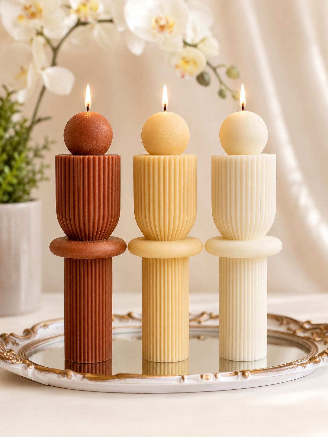 Chic and Unique Pillar Candle 10x3 inches
