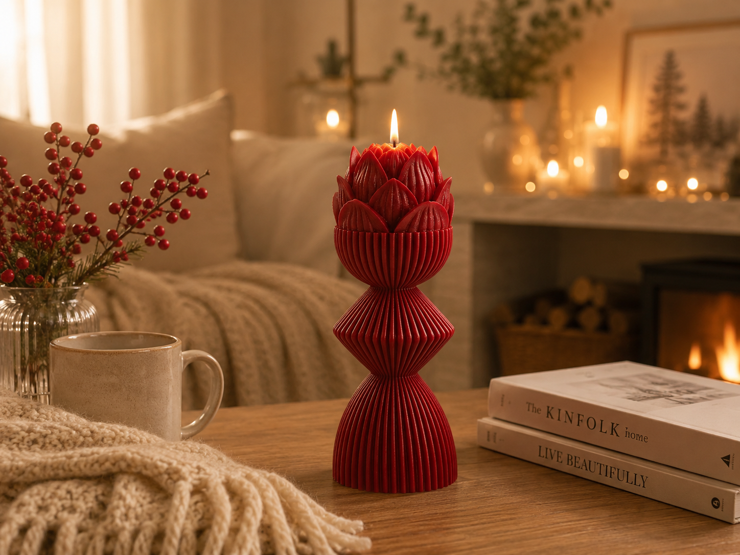 Lotus Pillar Candle 7x3 inches