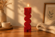 Large Ribbed Pillar Candle 8.5x2.5 inches