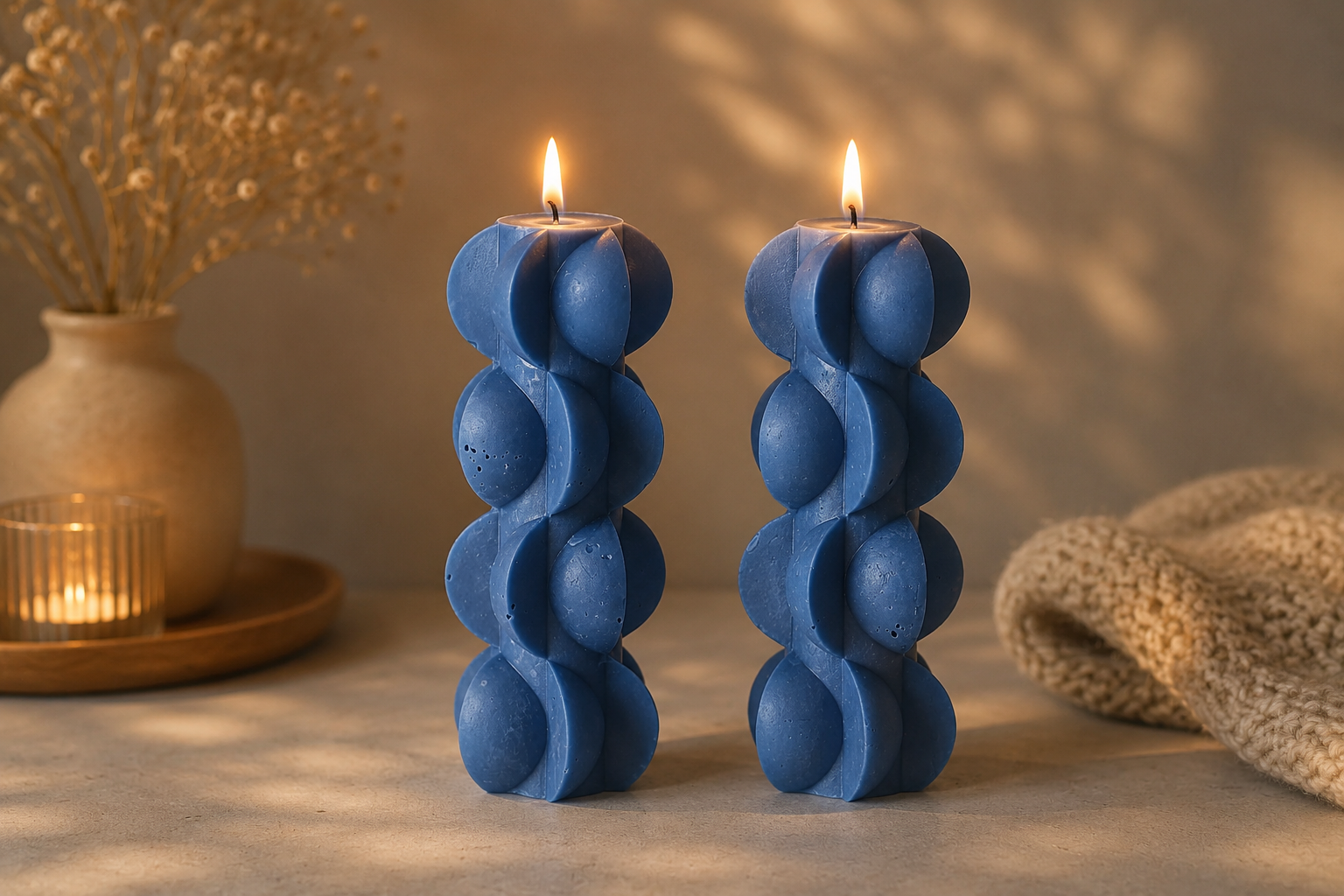 Wavy Tall Pillar Candle