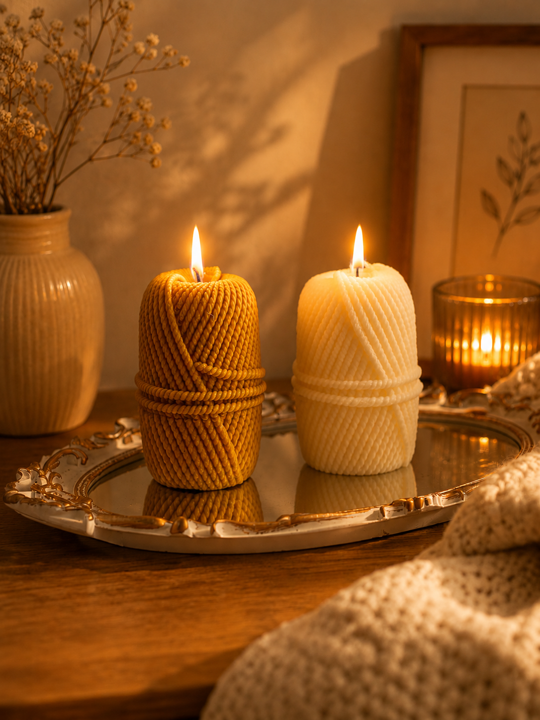 Knitting Yarn Candle 4.5x2 inches