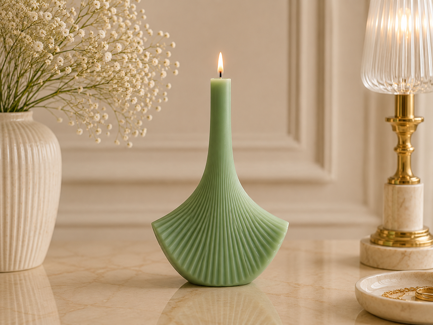 Ginkgo Leaf Candle 8.25x6 inches