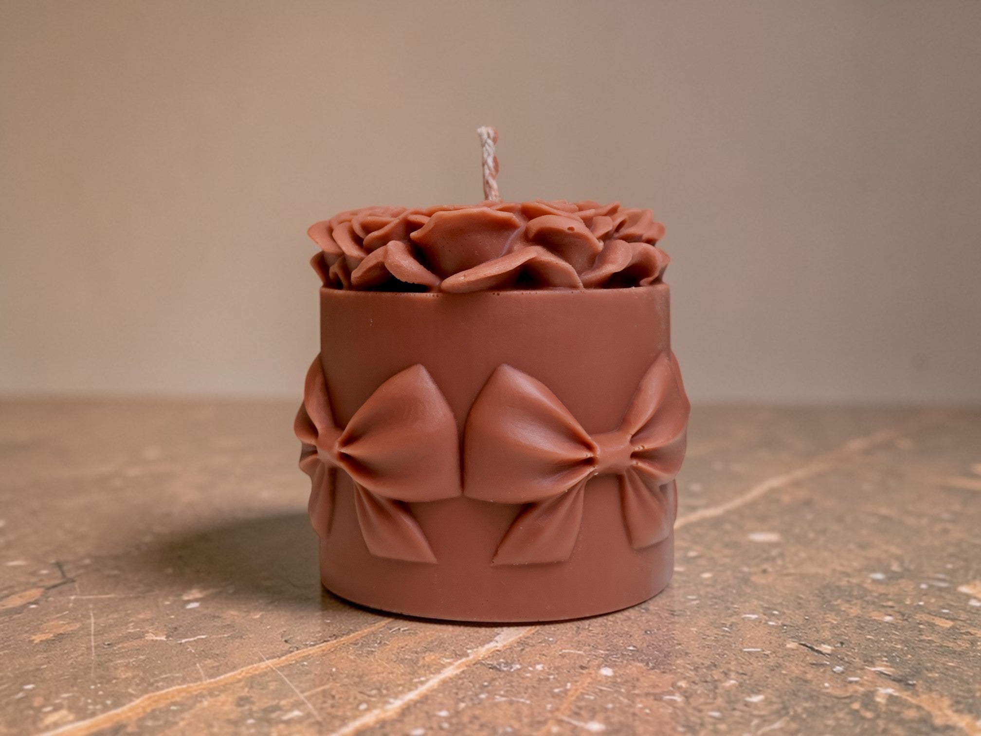 Huge Bowknot Rose Candle 5x4.5 inches