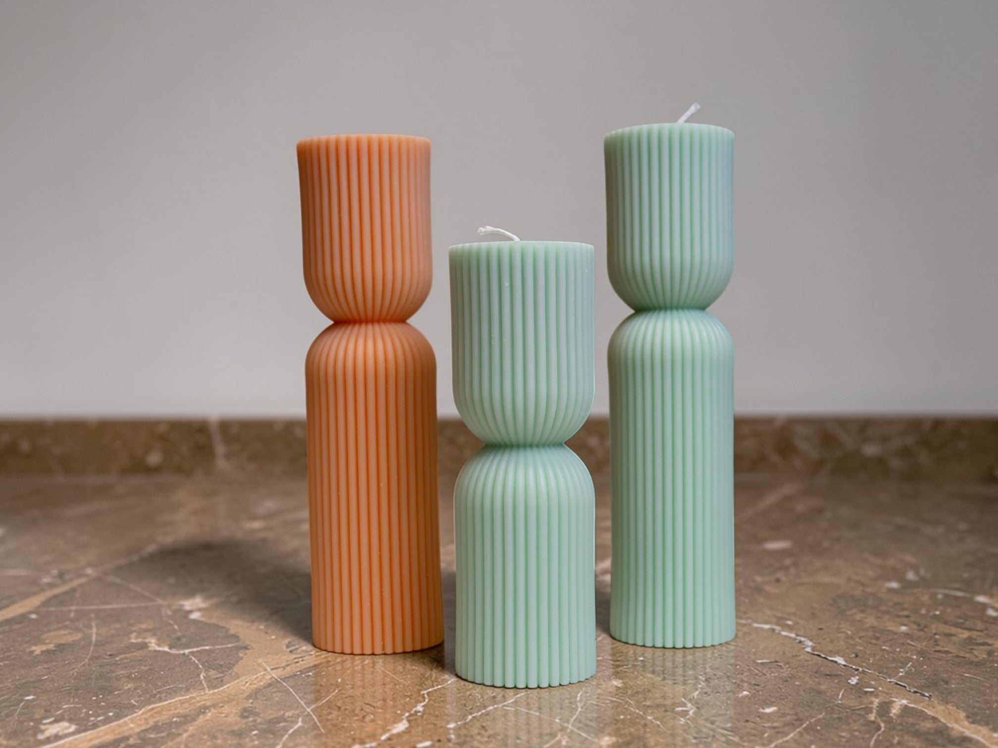 Set of 2 Ribbed Pillar Candle