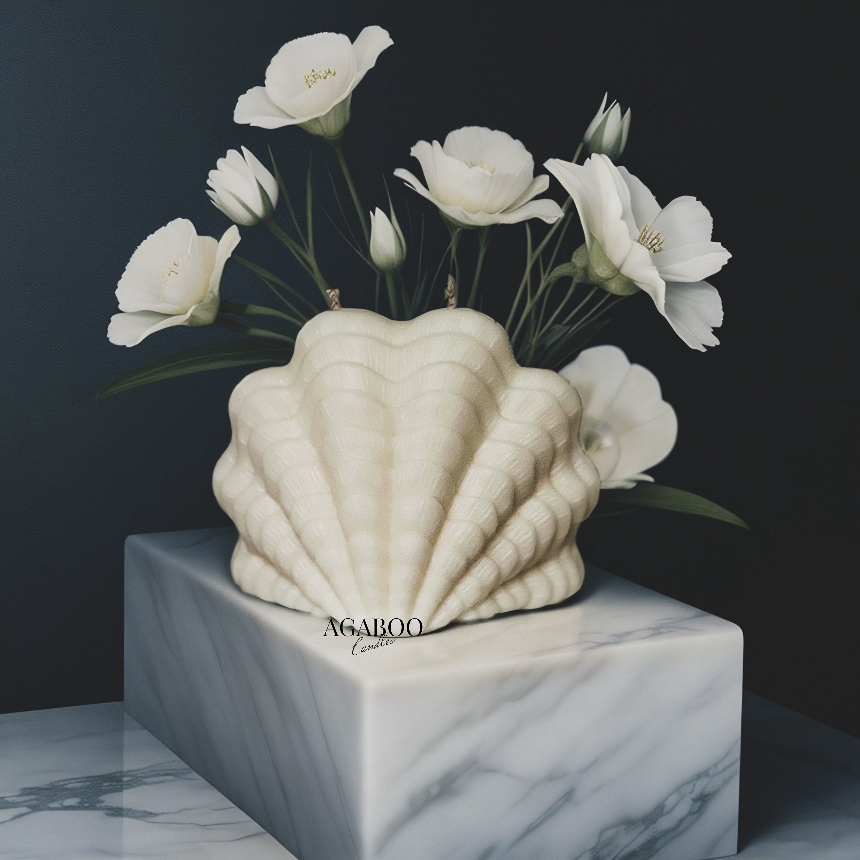 Large Ocean Shell Candle 4.5x5.5 inches