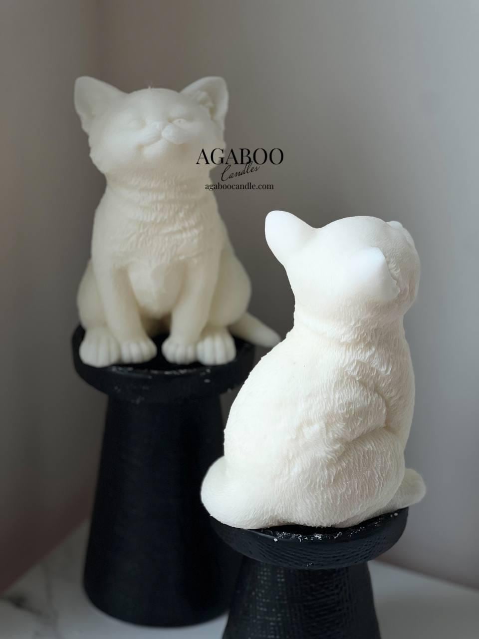 Large Cat Candle 6x4 inches