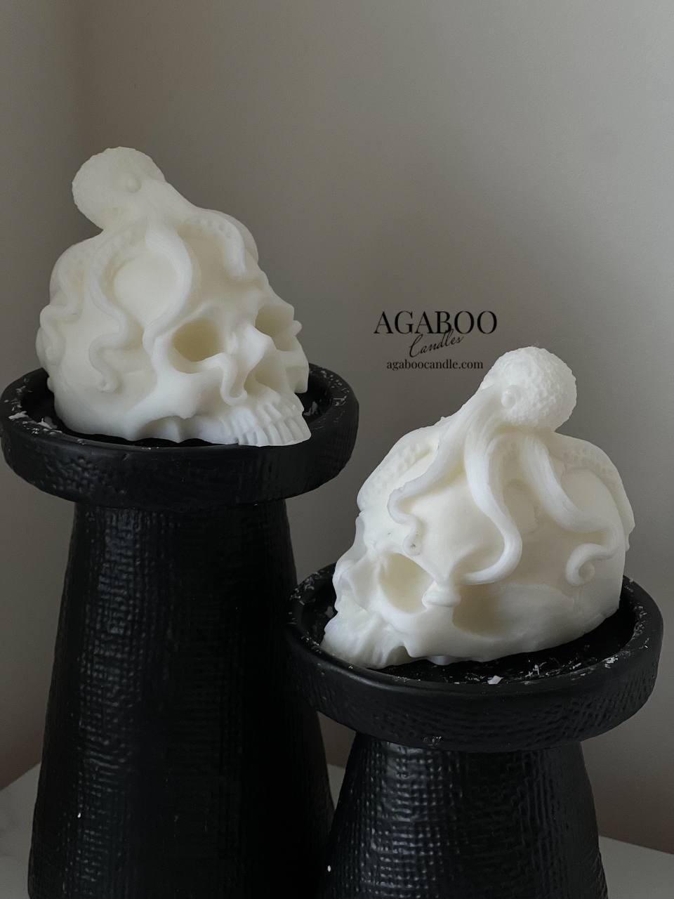 Skull with octopus candle