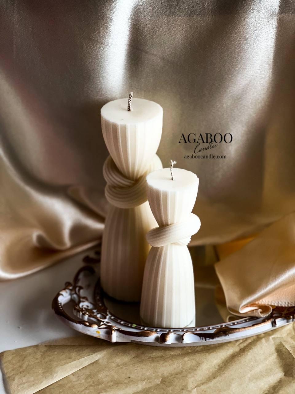 Set of 2 Cylindrical Knot Pillar Candle