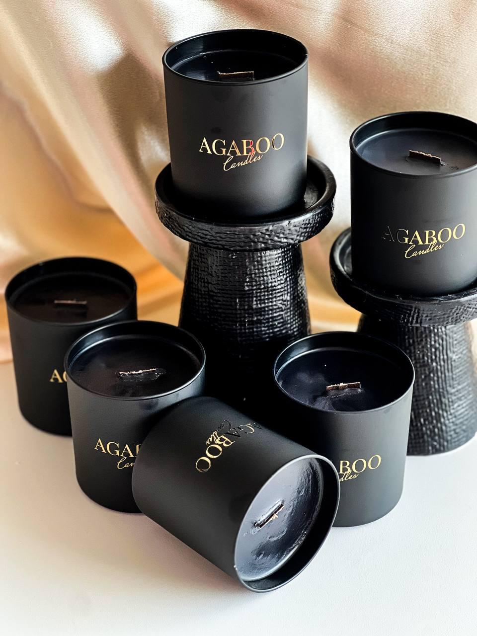 Black Glass Jar Candle 3.5x3 inches 10 fl.oz