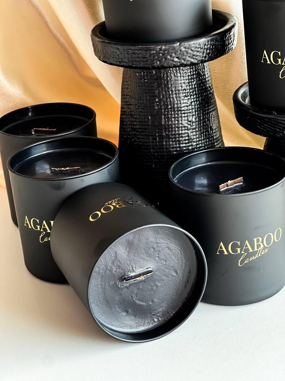 Black Glass Jar Candle 3.5x3 inches 10 fl.oz
