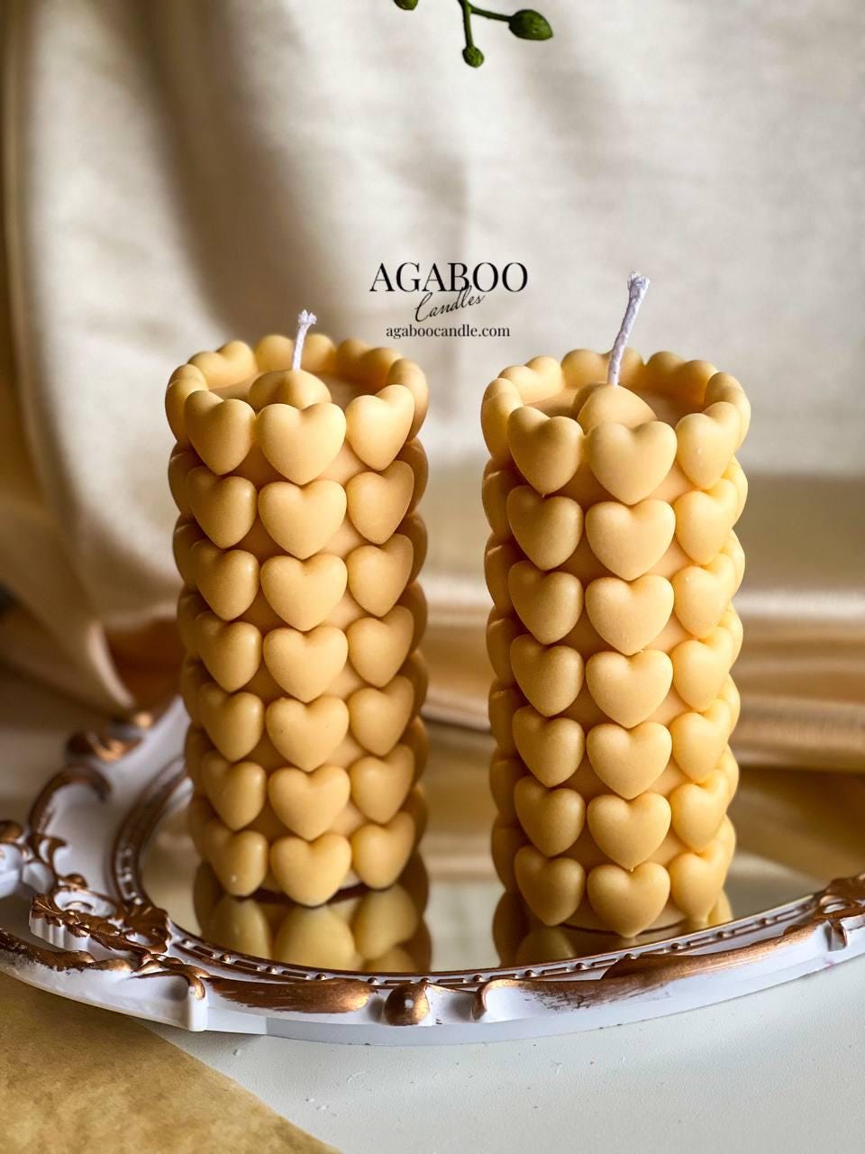 Love Heart Pillar Candle