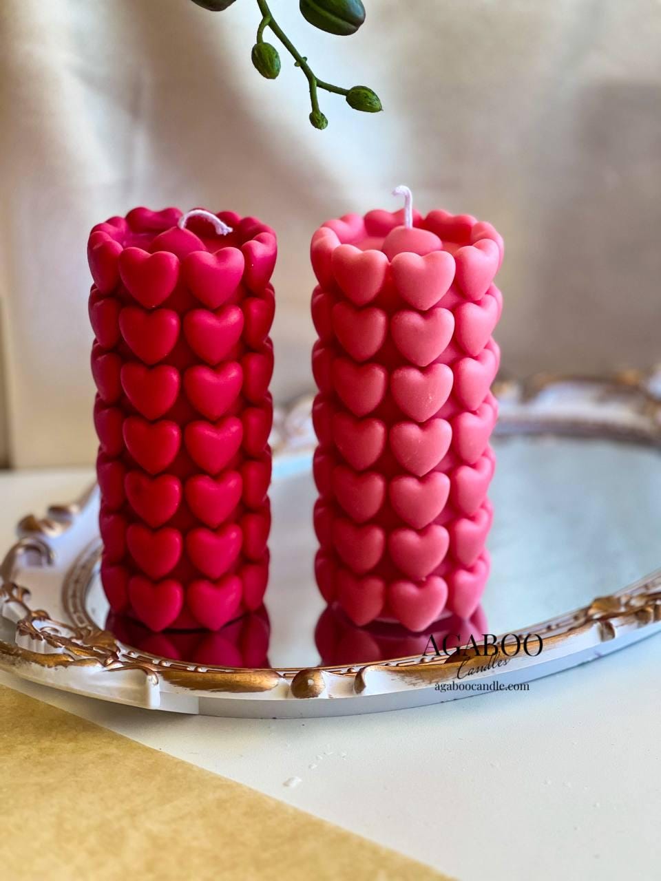 Love Heart Pillar Candle