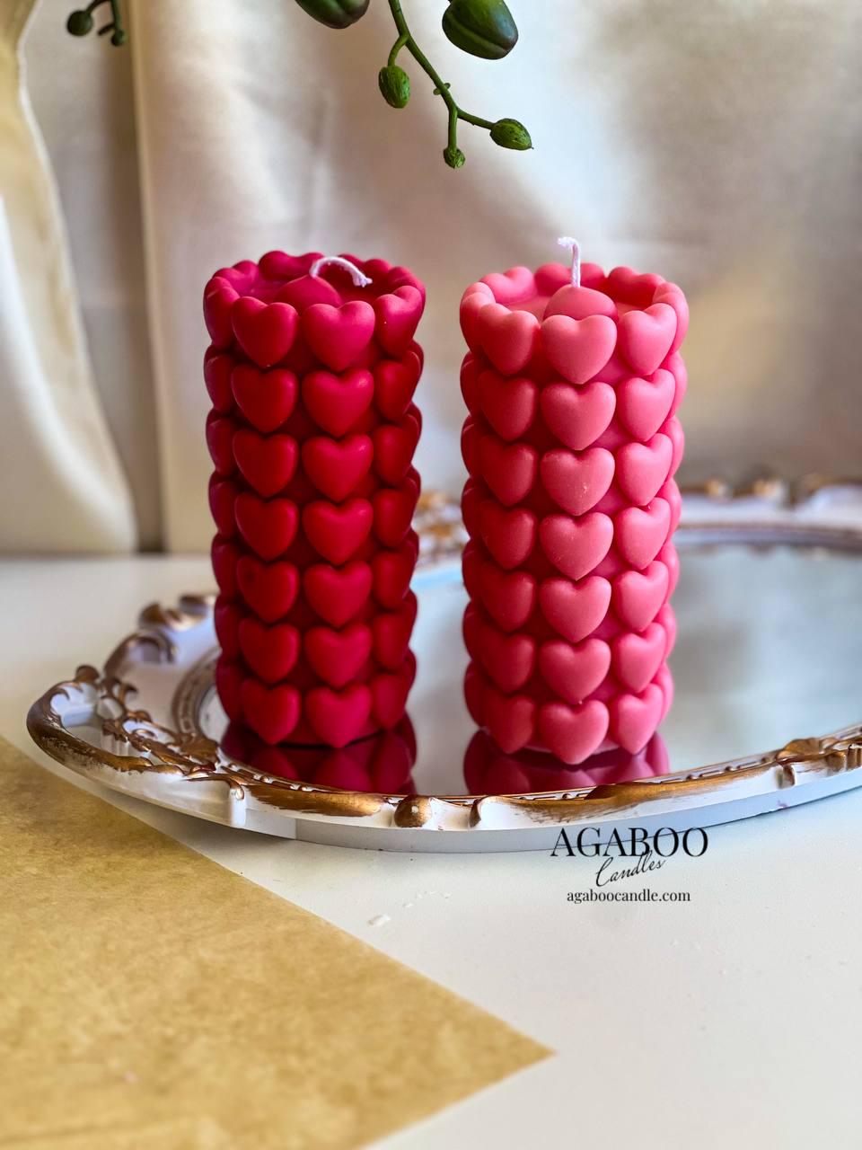 Love Heart Pillar Candle