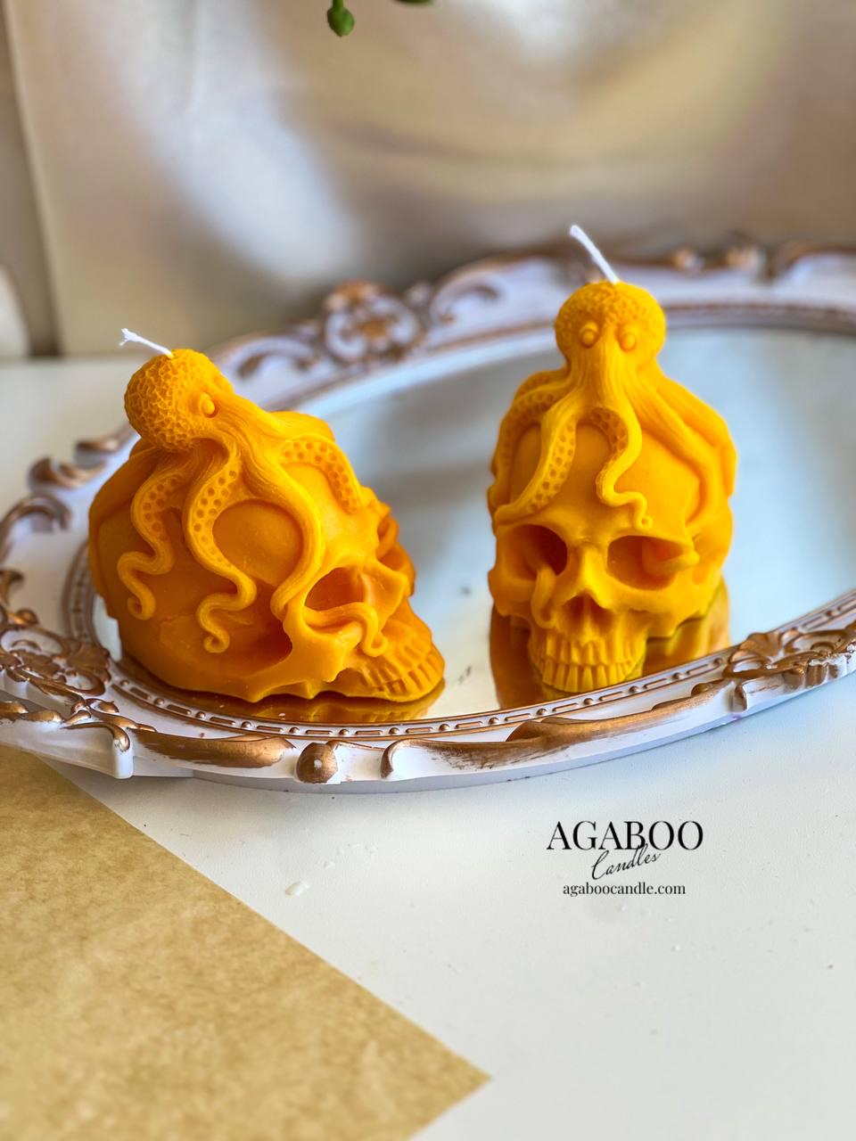 Skull with octopus candle